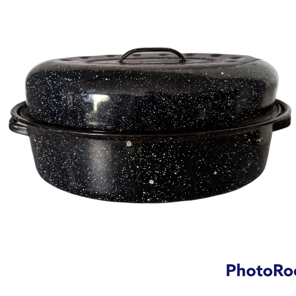 Enameled Smaller Roasting Pan and Matching Lid